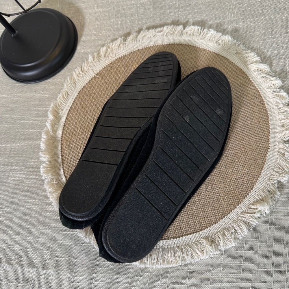 Black Suede Flats Size 8.5 Santa Monica Leather Vintage - Picture 5 of 8